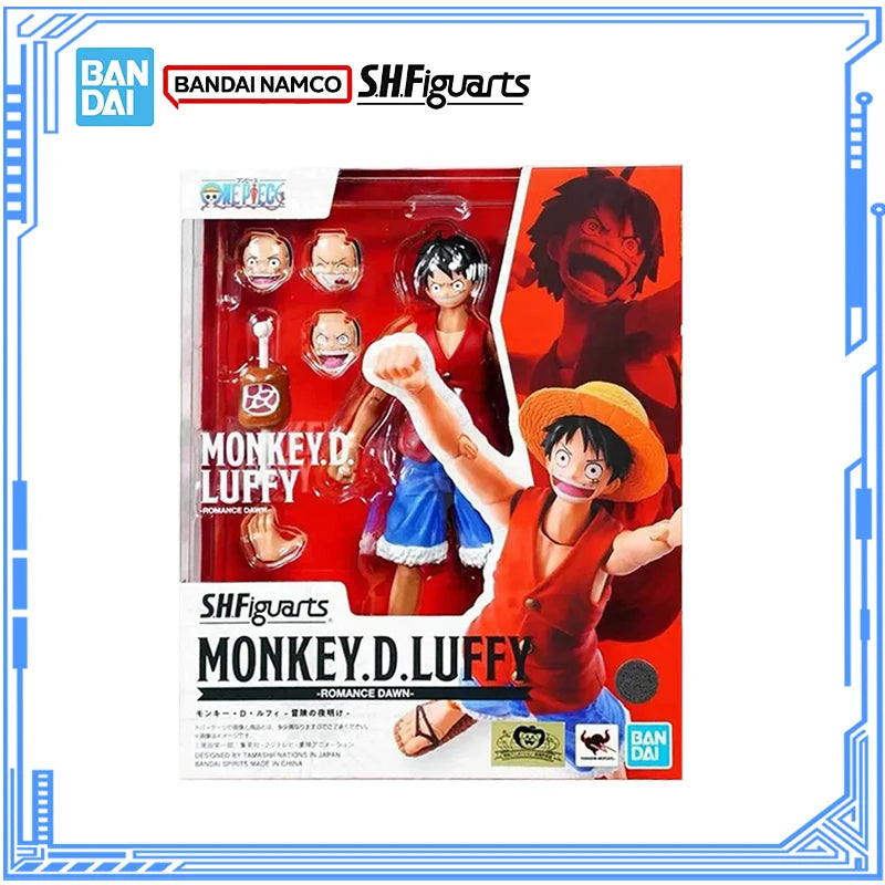 Bandai Original One Piece Modellbausatz Anime Figuren SHF Monkey D. Luffy Romance Dawn Actionfiguren-Sammlerstück Modell Kinderspielzeug Geschenke