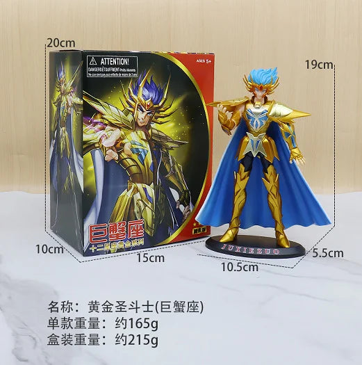 19CM Аниме Saint seiya Златна фигурка на Saint Овен Риби Козирог Водолей Поставка Анимационен модел Играчки Подаръци Колекция Декорация