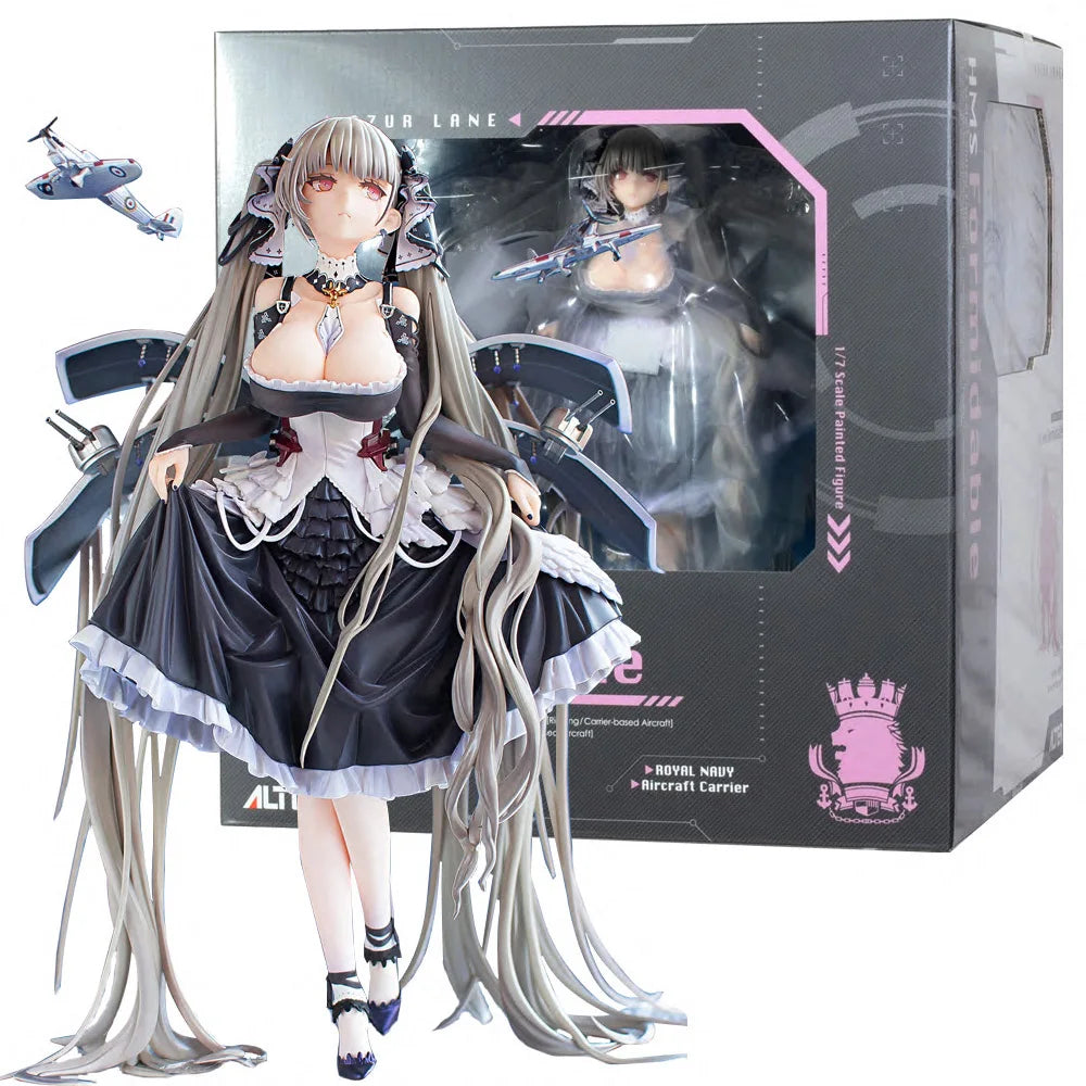 24CM Аниме игра Azur Lane Formidable Фигура Сменяема фигурка на лицето Модел на играчката се предлага с фигурка на самолет-носител кукла PVC