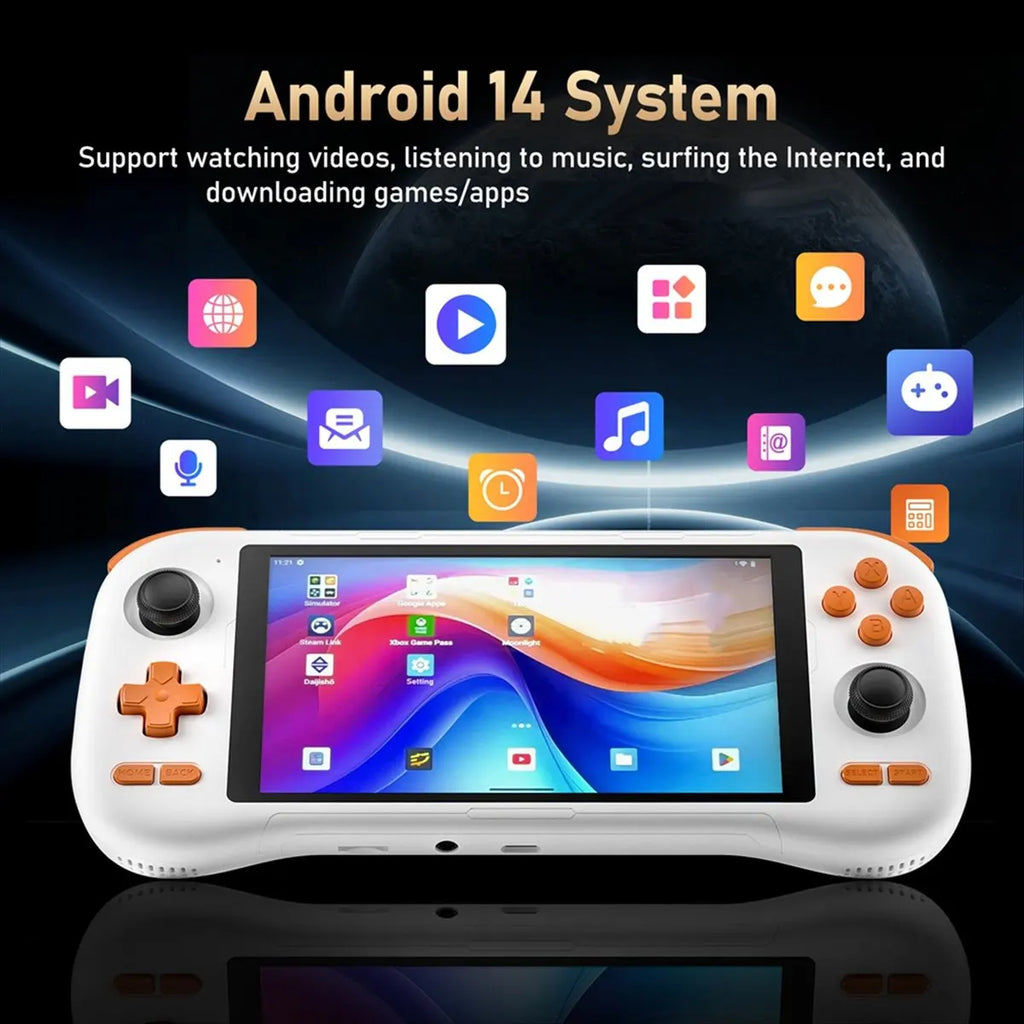 A25P K56 Handheld Video Game Console 5.5" Touch Screen Android 14 WIFI5 50 Emulators For PS1/For PSP/DC/SS Retro Game Player C