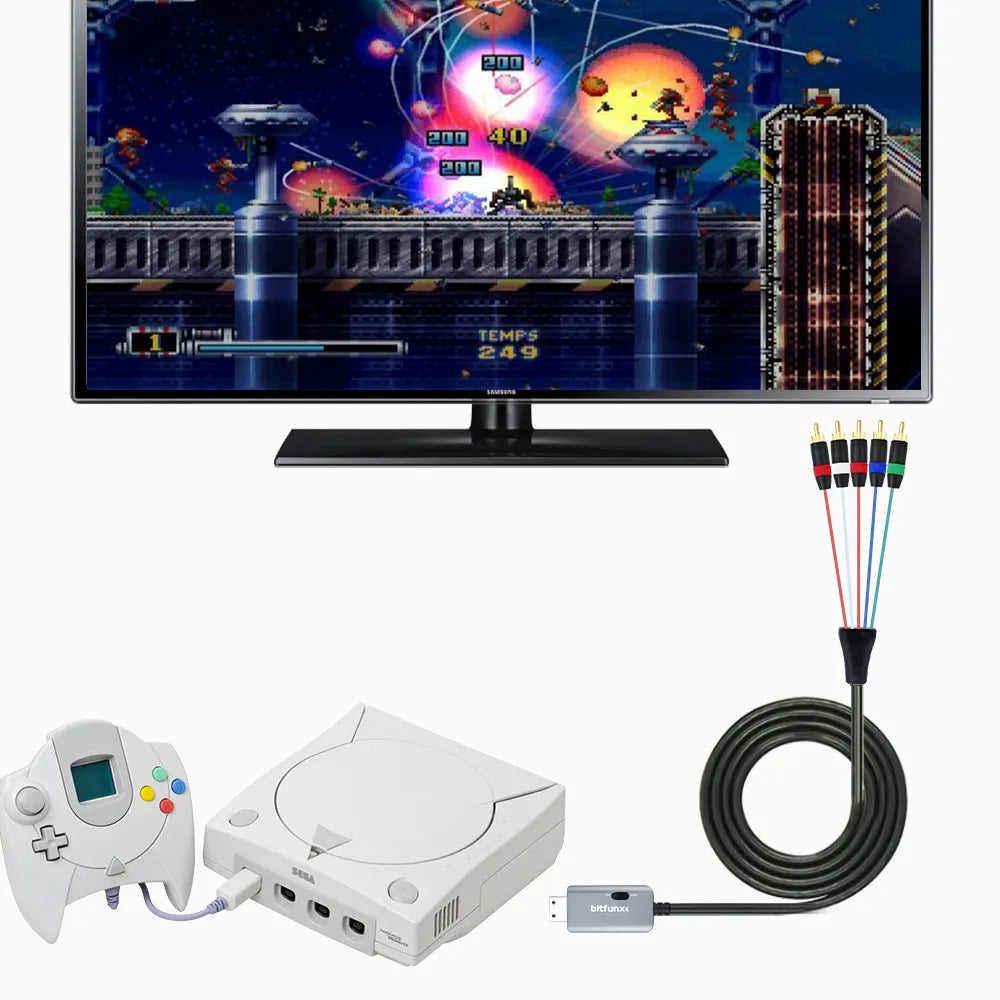 BitFunx RGBS VGA To Component Video 5RCA YPbPr Cable For Sega Dreamcast DC Game Console