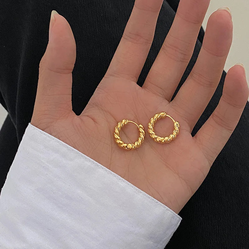 VENTFILLE 925 Sterling Silver Chunky Hoop Earrings for Women Geometric Circle Punk Ear Jewelry Party Gifts 2023 New Dropshipping