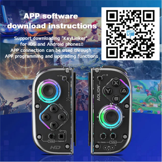 AOLION J20 Hall Joy-Con Gamepad für Nintendo Switch 2/Switch OLED/Switch NFC HD Shake Lite Controller mit Split-Funktion für links und rechts