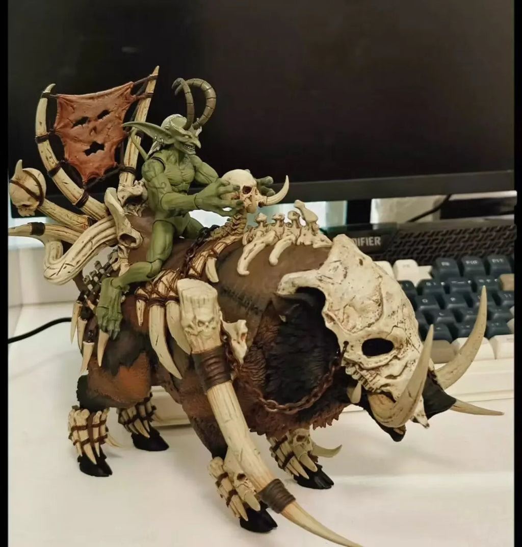 Official D20 Studio Giant Boar With Bone Spikes - 1/12 Scale Articulated Warboss Pig Mount Figure In Stock