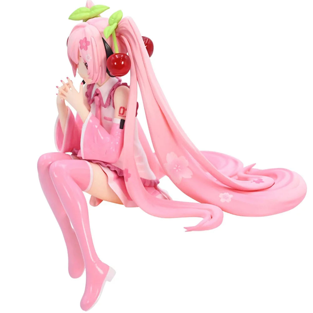 Hot Hatsune Miku Anime figure Pink dress model action figures toys Cherry pink PVC cherry blossom decoration collect Model gifts