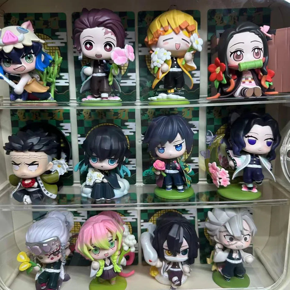 12 Styles Demon Slayer Anime Figure Set Q Version PVC Collectible Model Toy for Kids Adults Anime Fans Gift