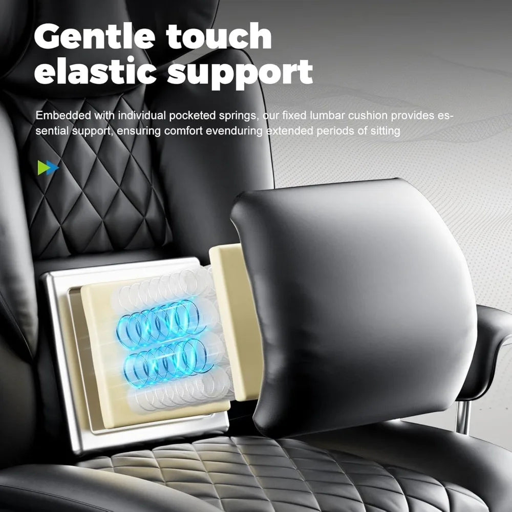 Big and Tall Office Chair, High Back Leather Gaming Chair with Footrest, Executive Ergonomic Office Chair with Pocket