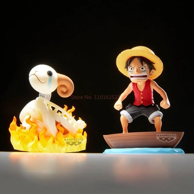 Original Bandai Banpresto One Piece World Collectable Figure Wcf Monkey D Luffy Going Merry Figure Collectible Model Toys