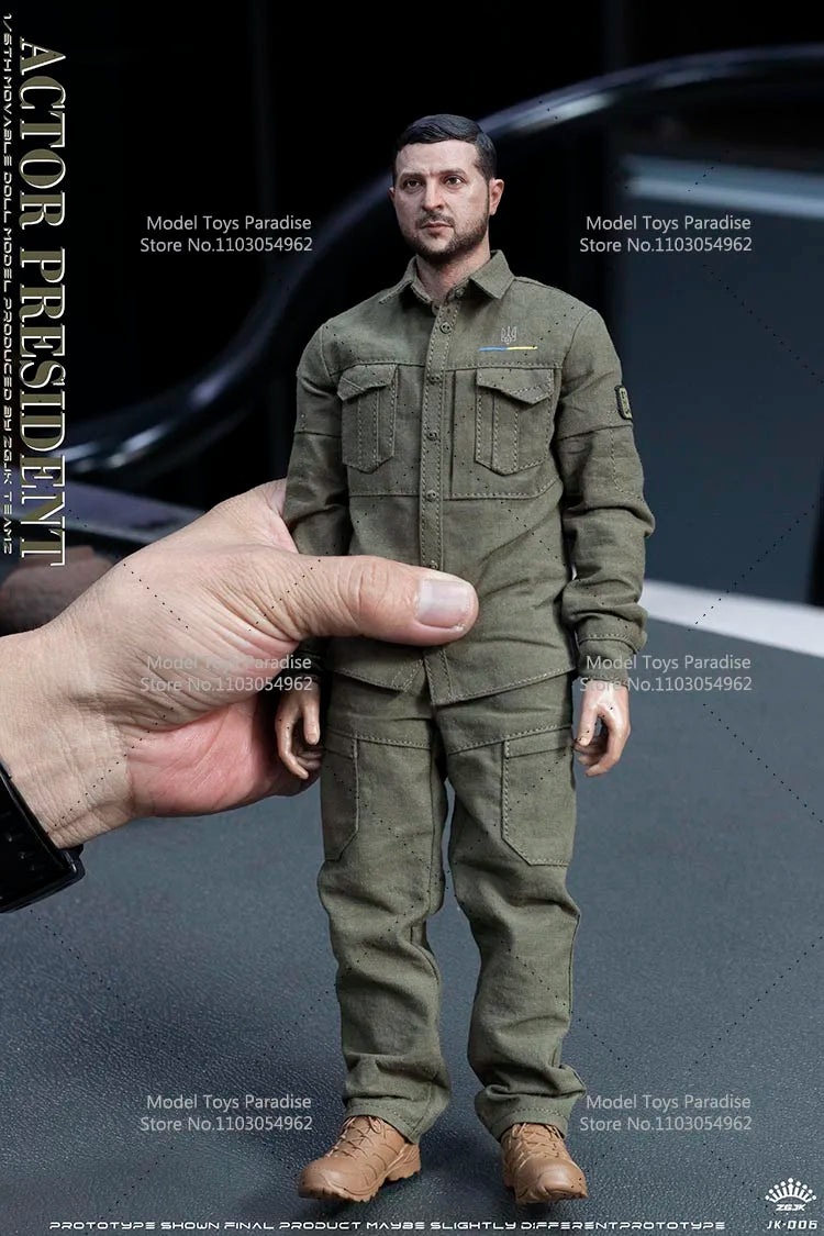 ZGJKTOYS JK-006 1/6 Ukrainian Actor President Combat Uniform Clothes Set Head Sculpt Fit 12inch Men Soldier Action Figure Body