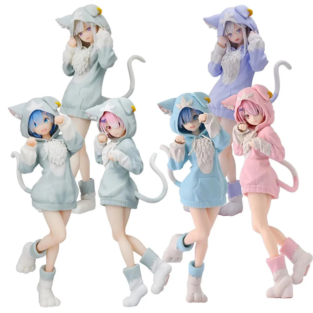 Re Zero Emilia Rem Ram Puck Starting Life in Another World From Zero PVC Action Figure Model Doll Toys