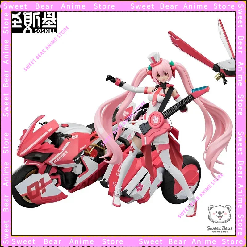В наличност SOSKILL Хацуне Мику Сакура Мику Локомотив Мобилен Костюм Момиче Сглобяване Версия 16CM Аниме Екшън Фигурки Колекция Играчка