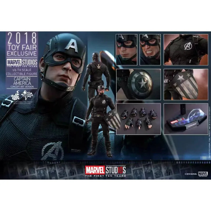 Original Hot Toys Marvel MMS488 Captain America Concept Art Edition Anime Figure Collection Toys Models