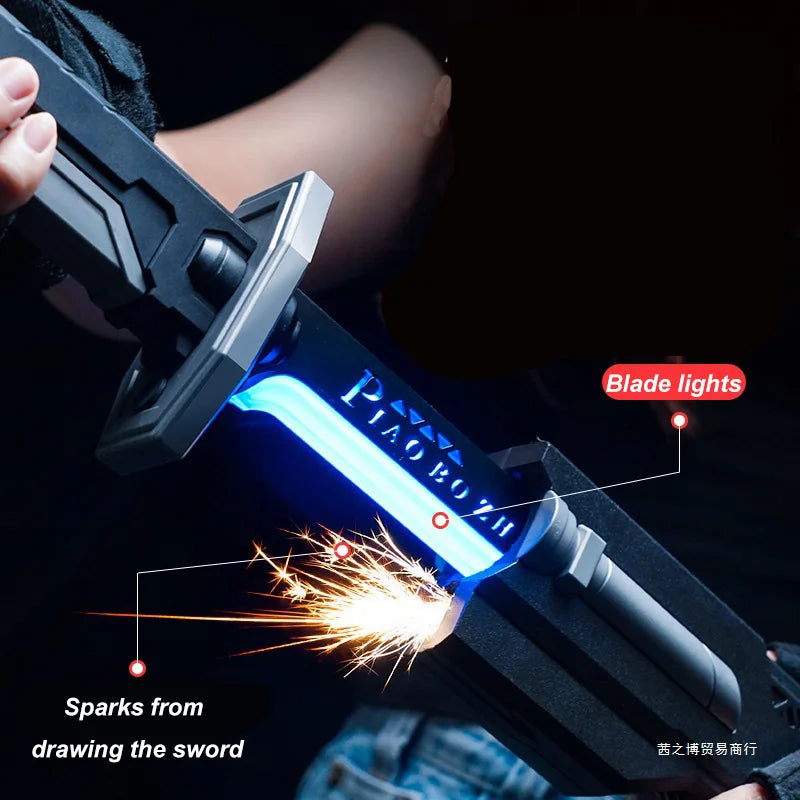 Colorful Streamer Glowing Sword Toys with Spark & Smoke Effect Light Sword Kids Adult Toys Holiday Props Sword Decompression Toy