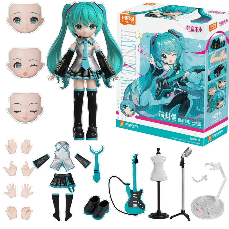 Original Blokees Hatsune Miku Miracle Cherry Blossom Future Lothing Anime Figure Assembled Model Movable Doll Toys Birthday Gift