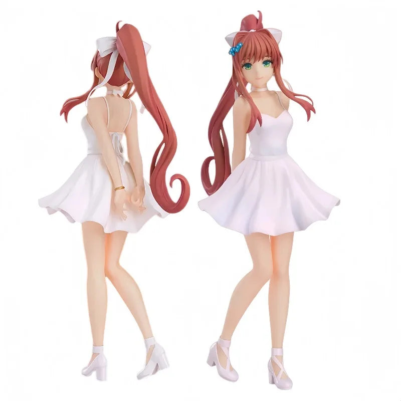 Original Good Smile POP UP PARADE Doki Doki Literature Club! Monika White Dress Ver. Figure Anime Action Model Toys Gift
