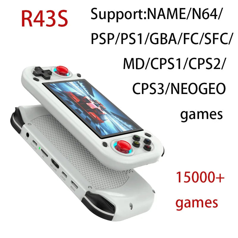 2025 NEW R43S Retro Handheld Video Game Console Linux System 4.3 Inch Screen 1920*1080 Portable Pocket Video Player HDMI Out 64G