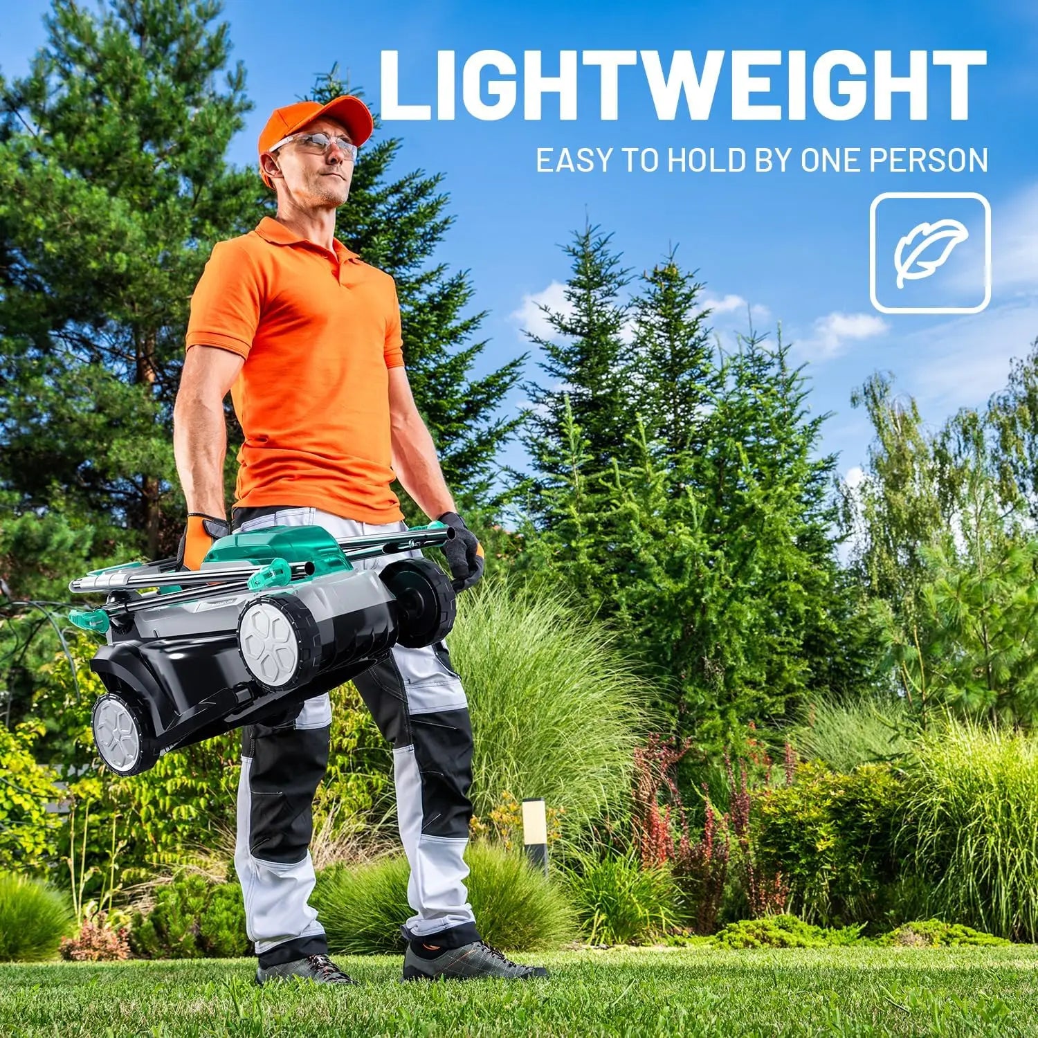 20V 13" Cordless Lawn Mower, Electric Lawn Mowers for Garden, Yard and Farm, 5 Heights, with Brushless Motor, 4.0Ah Battery & Ch