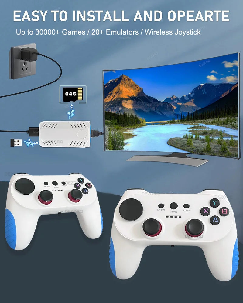 New TV Game Console 128G Built In 50000 Retro Games 50 Emulators Videojuegos Consola Dual Wireless Gamepad X10 Pro Game Stick 4K