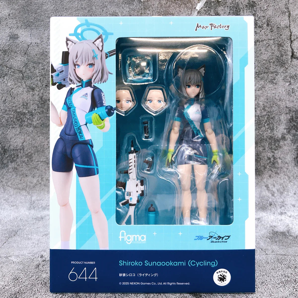 100% Original GSC Max Factory Figma 644 Shiroko Sunaookami Cycling Blue Archive Genuine In Stock Figure Model Toys