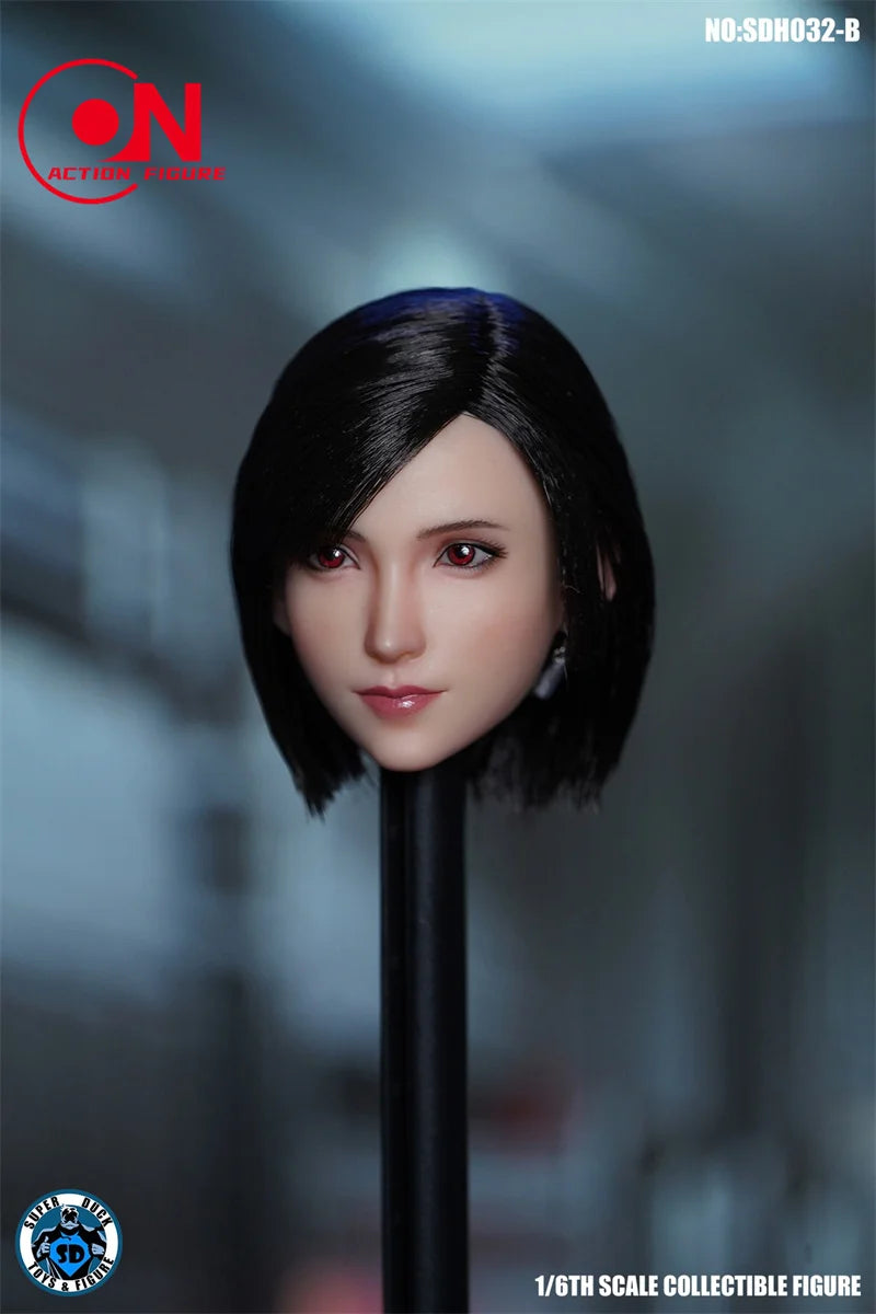 SUPER DUCK SDH032 1/6 Tifa Kopfskulptur mit kurzem/langem Haar und blasser Haut, geschnitztes Modell für 12'' TBL PH JO Actionfigurenkörper