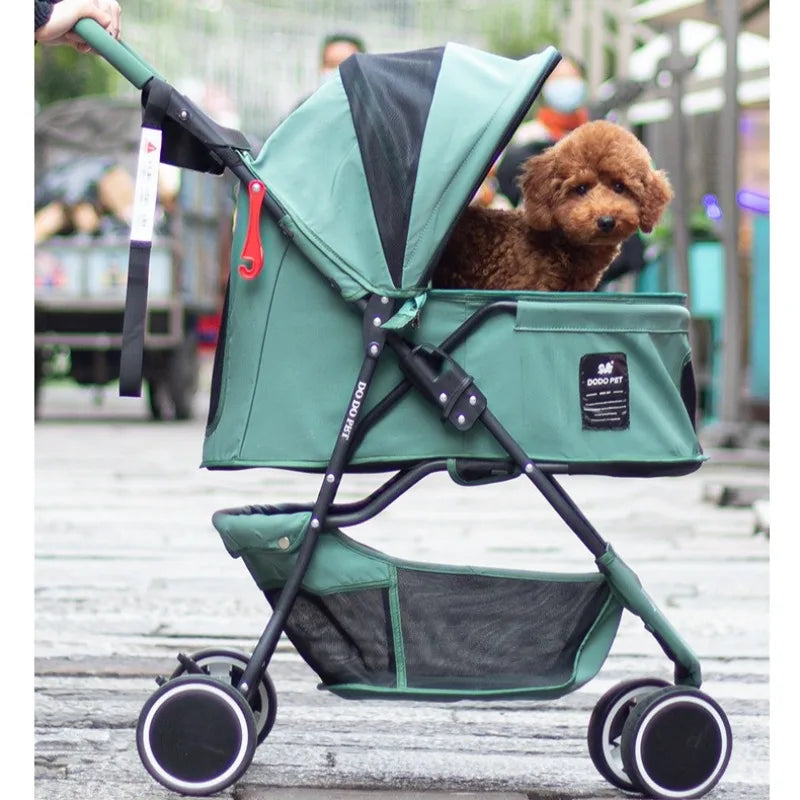 20kg Heavy-Duty Pet Stroller for Dogs/Cats - Foldable Lightweight Carrier with Breathable Mesh & All-Terrain Wheels