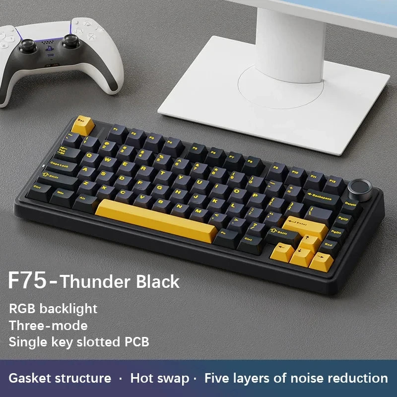 AULA F75 2,4G Wireless/Bluetooth/Wired Gaming Mechanische Tastatur RGB Angepasst 75% Layout OEM Profil Dichtung Struktur