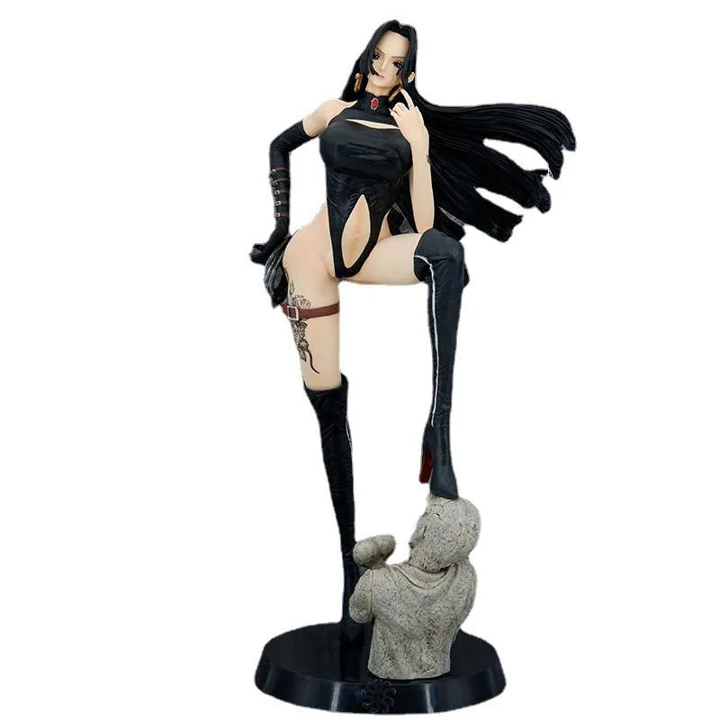 One Piece Boa Hancock Anime Figure Garage Kit Empress Toy Model with Leather Jacket Computer Case Ornament Collectible Gift