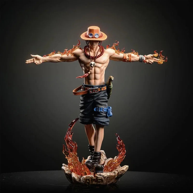27cm One Piece Anime Ace Figure Portgas D Ace Action Figurine Pvc Model Statue Doll Collection Decoration Toys Gift Ornaments