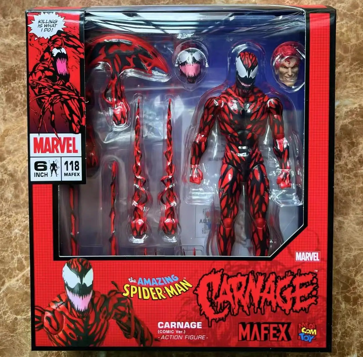 In Stock Original Medicom Toy MAFEX Spiderman Carnage Comic Ver. Collection Toys Gifts  Anime Figure