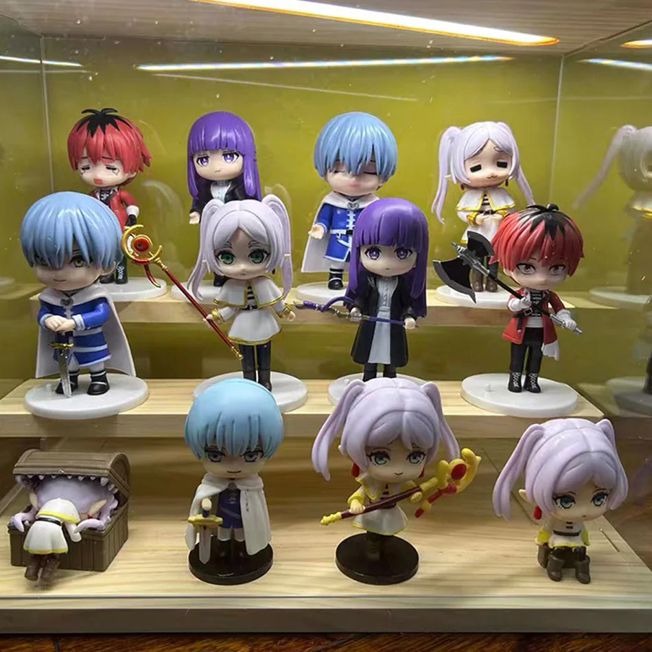 Bandai Sousou no Frieren 8Pcs Q Version Figures Set Frieren Fern Stark Himmel PVC Collectible Model Toy Gift for Anime Fans