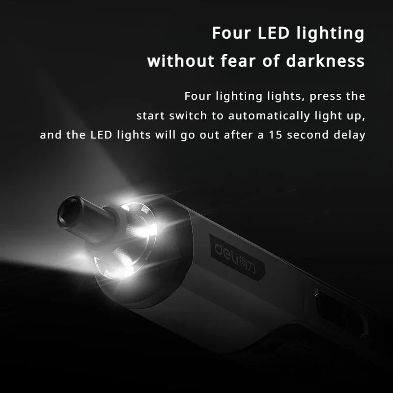 Deli Elektroschrauber 3-Gang Großes Drehmoment Kabellos 2000mAh Akku Bohrer 4V Elektrowerkzeug Set Haushaltswartung Reparatur