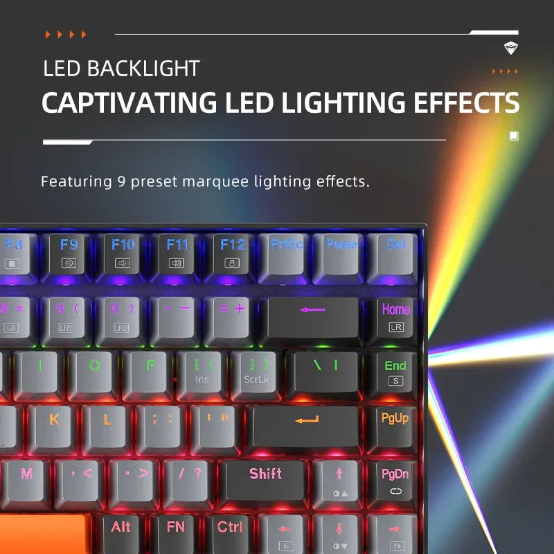 Machenike K500A-B84 Mechanische Tastatur 75 % TKL Hot-Swap-fähige kabelgebundene Gaming-Tastatur 6-farbige Hintergrundbeleuchtung 84 Tasten für PC-Gamer Laptop