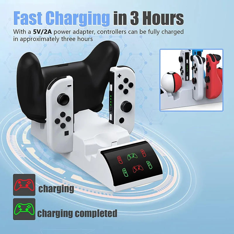 For Switch OLED Multi-function Storage Bracket Gamepad Charger Base NS Host Disc Storage Rack Can Store Game Cards
