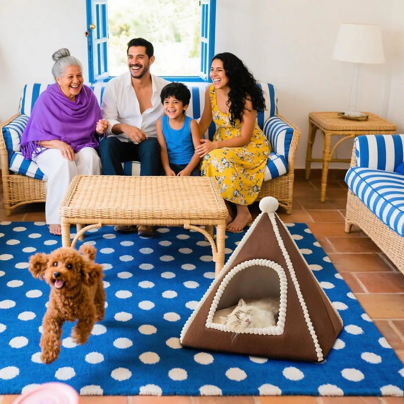 Geschlossenes Katzenbett, Geschlossenes Hundezeltbett, Sicherheits-Warmhaus für den Innenbereich, Haustierhütte, gemütliches Winterzelt für Kätzchen mittlerer und kleiner Rassen
