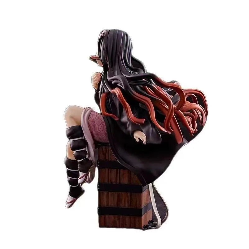 15CM Demon Slayer Kamado Nezuko Sitting Model PVC Figure Toy Gift Collection Box Decoration Desktop Collection Decoration