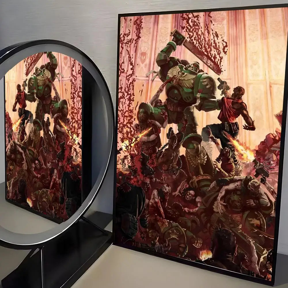 W-Warhammer Game 40K Poster Perfect Sticker Self Adhesive Art Designed for Home Dining Office Spaces
