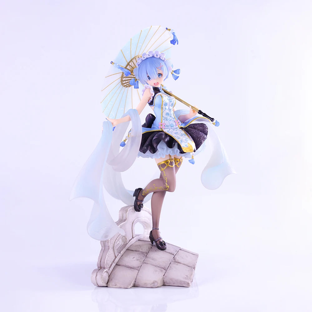 Anime-Figur Re0: Leben in einer anderen Welt von Zero Flower Umbrella Lolita Rem Figur 27 cm Spielzeug für Jungen Cartoon-Actionfiguren