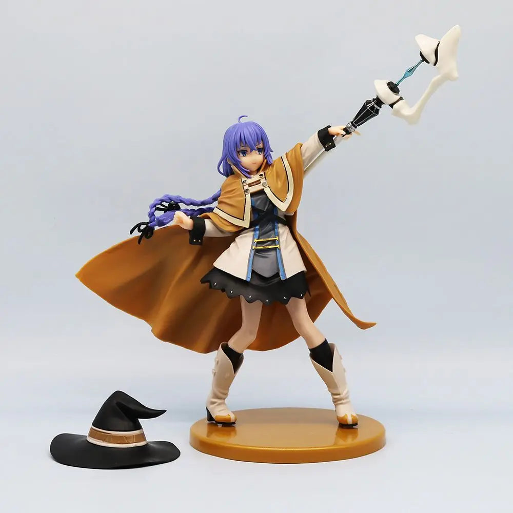Mushoku Tensei Roxy Migurdia Figure – Blue Hair Witch Costume Casting Pose, Detachable Hat Staff, 1/8 PVC Anime Statue
