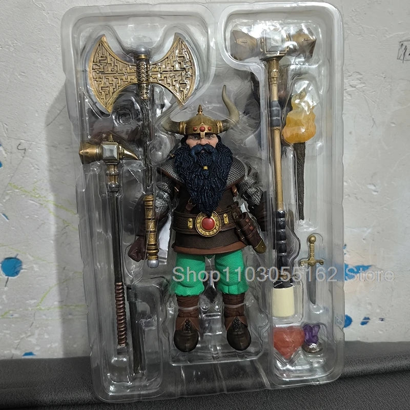 Neca Dragon And Dungeon Anime Figure Dwarf Warrior Elkhorn Action Figures Handheld Model Toy Collectible Christmas Gifts