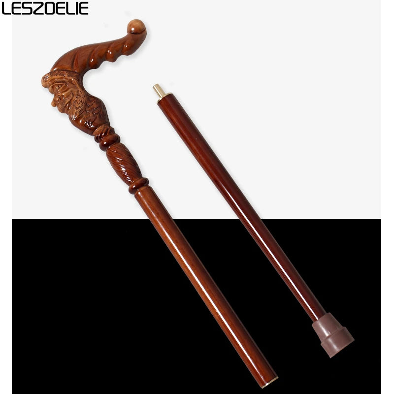 95 cm Weihnachts-Gehstock, modisch, Weihnachtsmann, deutscher Buchenholz-Gehstock, für Männer und Frauen, elegant, bräunlich-rot