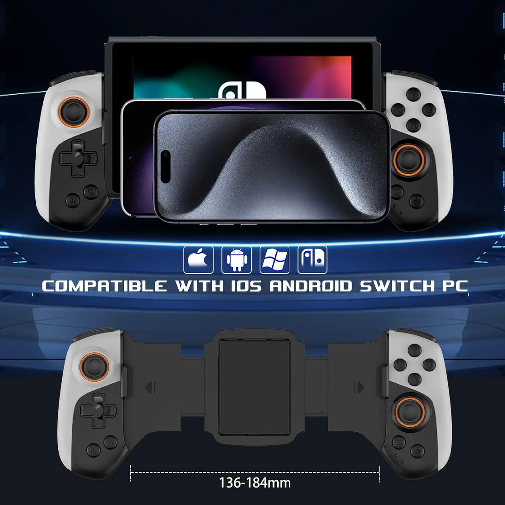 JK02 Mobile Gaming Controller with RGB Cooler for iPhone/Android/PC/Switch/Apple Arcade MFi Games with Customized Keys TURBO