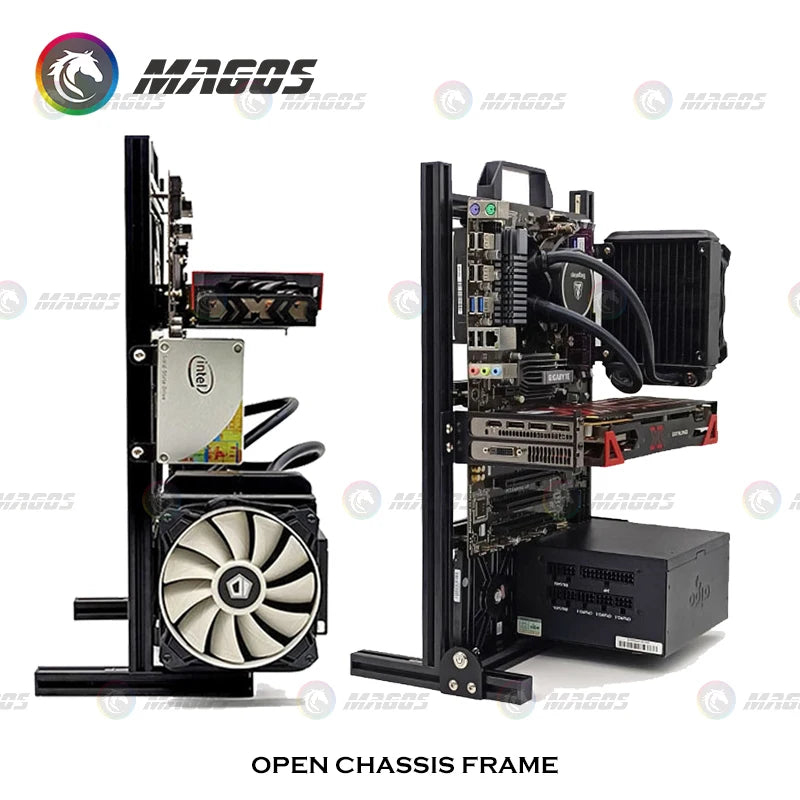 Aluminum Fully Open Case Frame Support ITX / MATX /ATX Motherboard,Vertical Computer Housing PC Water Cooling Gamer DIY Cabinet