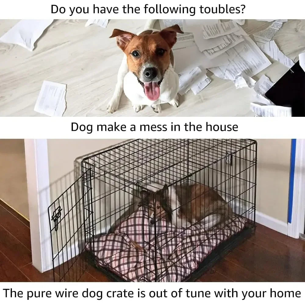 Furniture Style Dog Crate for Medium Dogs, Indoor Aesthetic Puppy Kennel with Wood & Wire Design