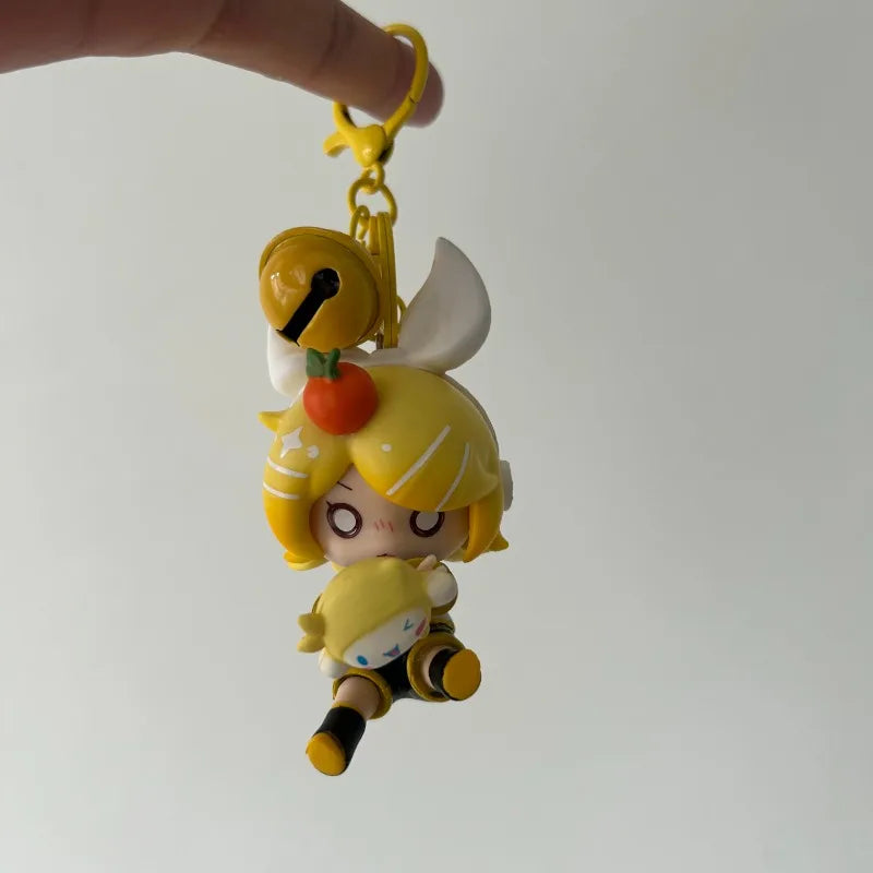 6pcs/set New Anime Hatsune Miku Rin Len Falling series Kawaii Q version Figures PVC Key Chain Bag pendant Model Toys Gifts