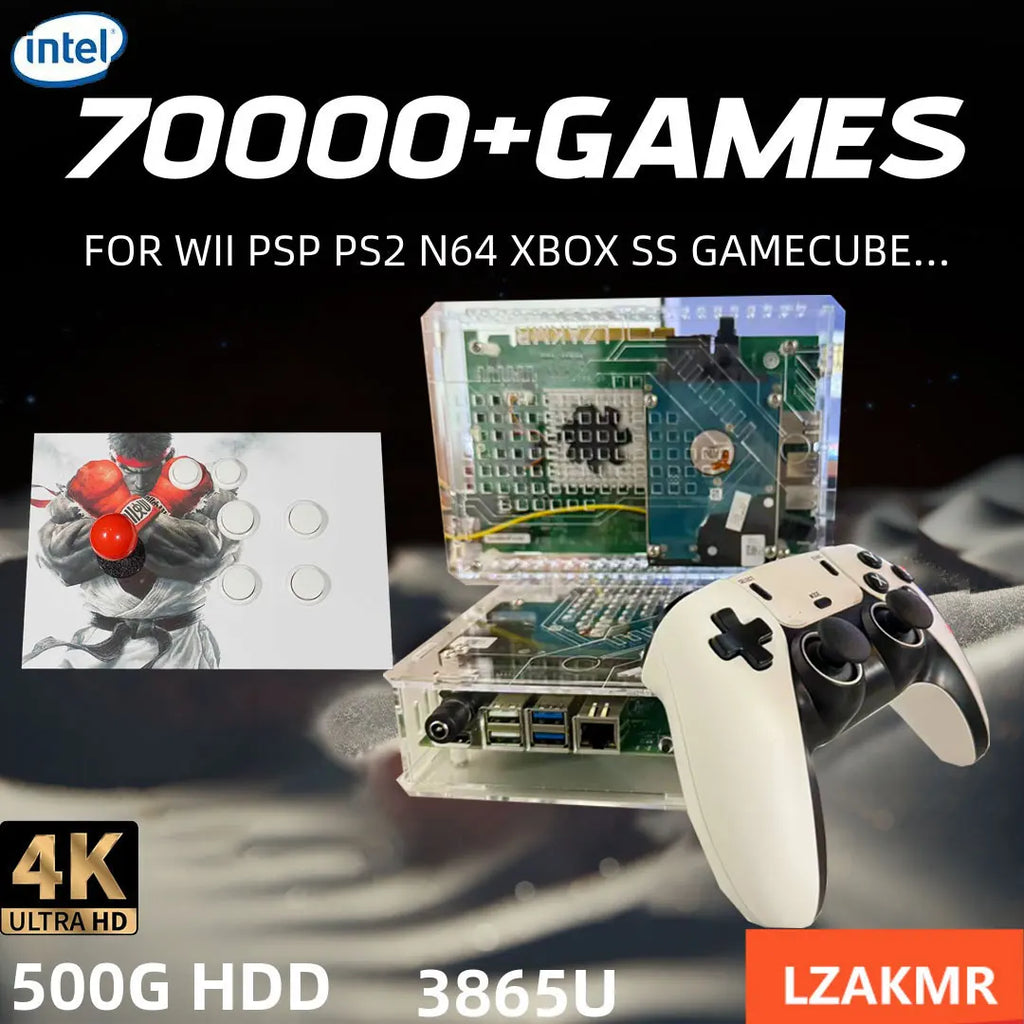 Retro U99 PRO Game Console 500GB Gaming HDD Window+Batocera 3865U 70000+Games For Wii PS2 XBOX PSP GameCube N64 Wireless handle