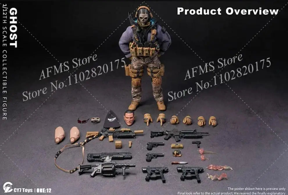 CY7 TOYS 1/12 Scale Collectible Figure Ghost Mini Military War Collection Dolls Full Set 6Inch Male Soldier Action Figure Model
