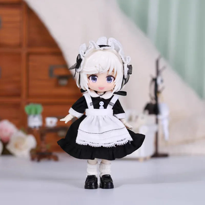 Obitsu 11 Doll Cute Lolita Maid Dress Suit For OB11 Gsc 1/12 Molly Body 16~17cm BJD Doll Cloth Doll Outfit Clothes