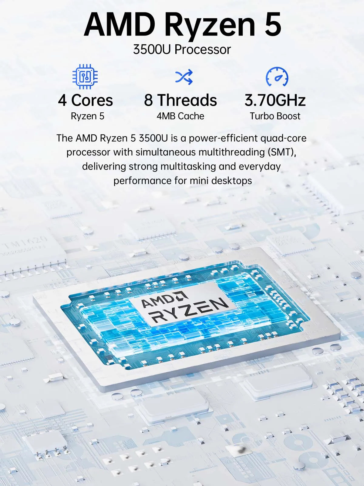 GMKtec G10 Mini PC AMD Ryzen 5 3500U 16GB DDR4 500GB SSD NVME Wifi5 BT5.0 Windows 11 Triple Display Desktop DIY Gamer Computer