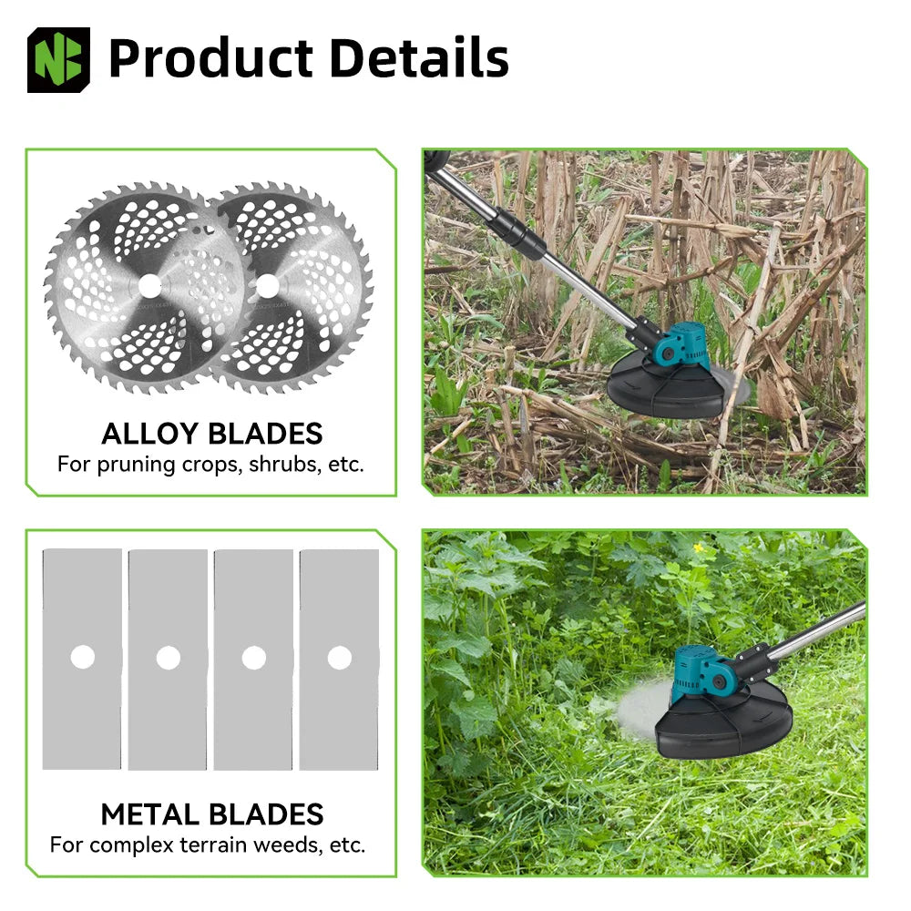 NEWBENY 4000W 9 Zoll Elektrischer Rasenmäher Cordless Garten DIY Reparatur Rasenflächen Hedge Trimmer Power Tools Für Makita Batterie Pin