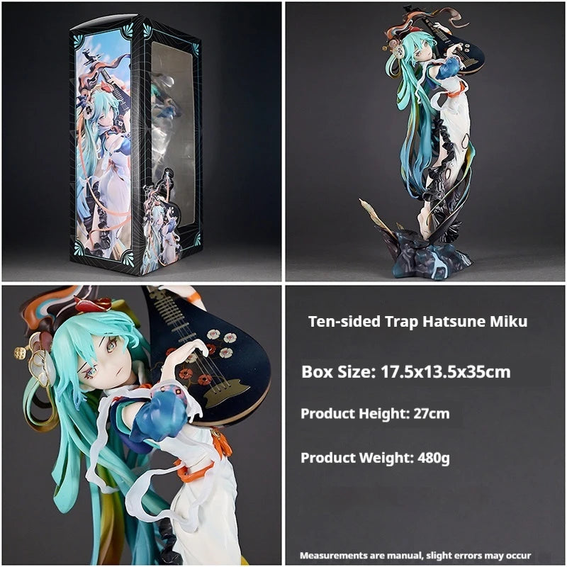 Anime Figure Hatsune Miku Long Hair Pipa Collectible Statue Desktop Decoration Beautiful Girl Trendy Model For Adult Collectors